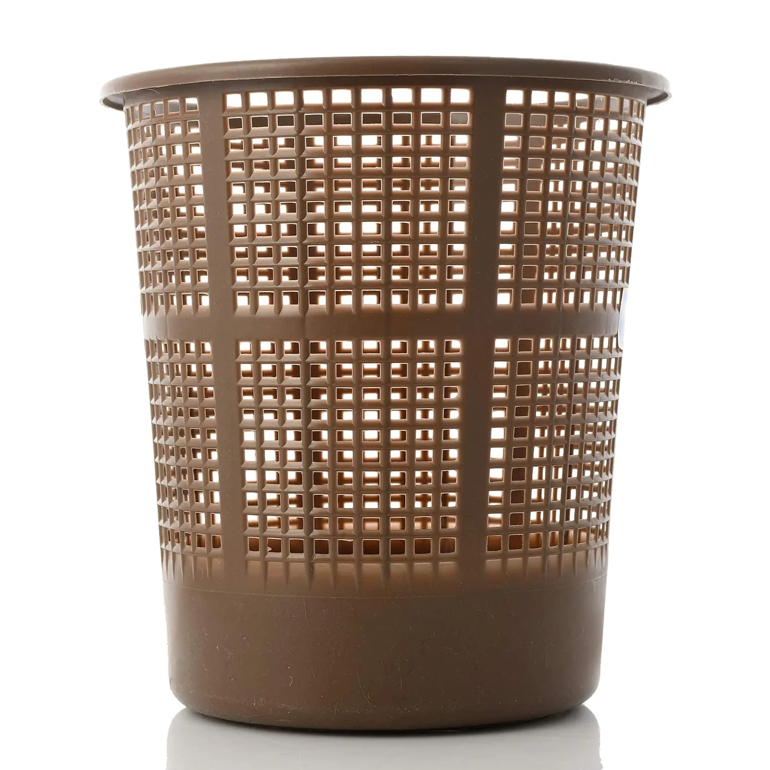 Kuber Industries Mesh Dustbin|Plastic Open Garbage Basket|Portable Round Trash Can for Kitchen|Office|College|5 Liter|Pack of 2 (Brown)