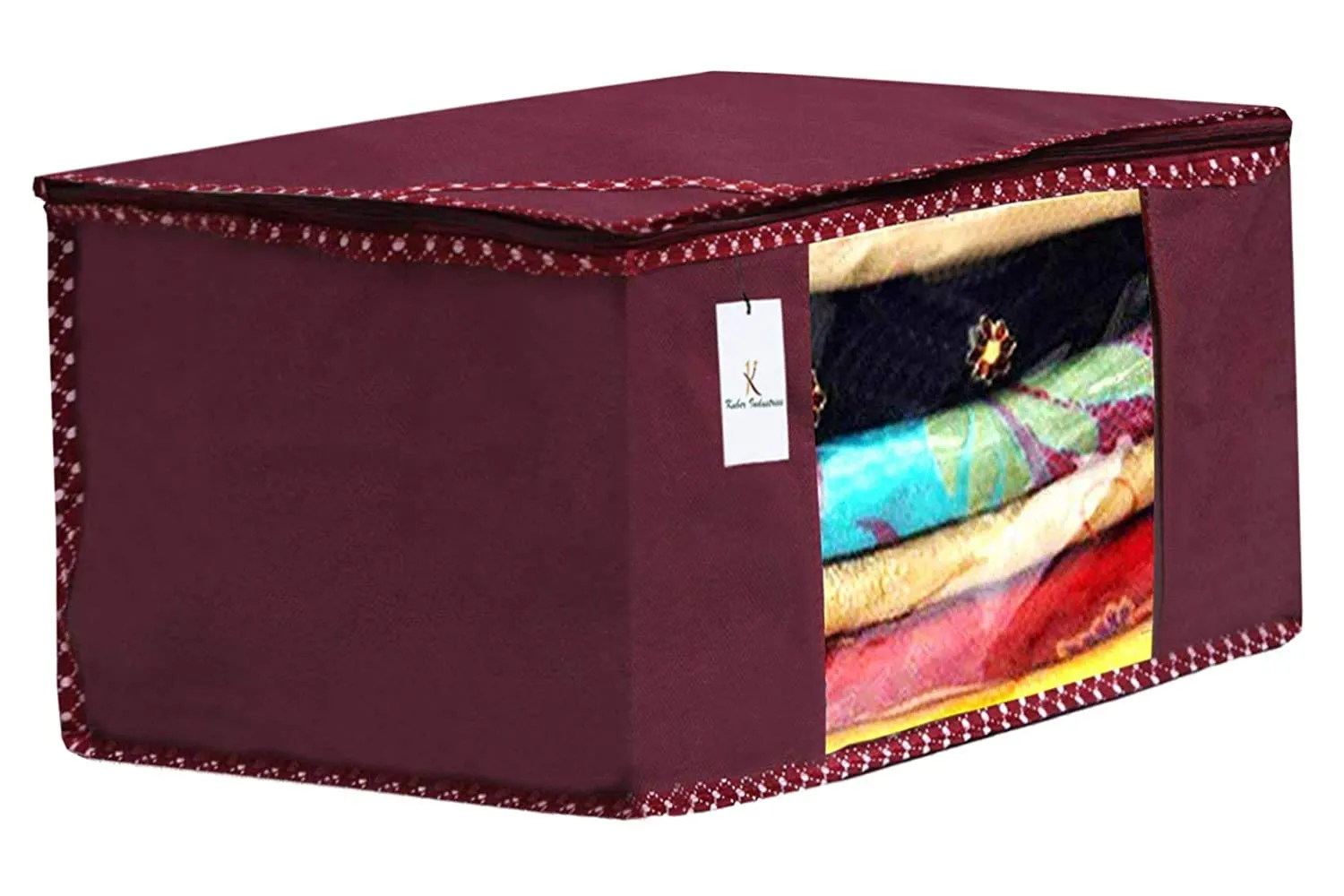 Kuber Industries Non Woven Cloth Wardrobe Organizer Set|3 Piece Saree Cover|3 Pieces Blouse Cover Combo Set (Pink & Maroon & Purple)