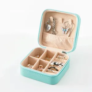 Kuber Industries Pack of 1 Mini Jewelry Box | Travel Jewellery Organizer Storage Box | Portable Case for Rings Earrings | Portable Jewelry Organizer | Proposal Gifts for Women Girl |YXX-023BL | Blue