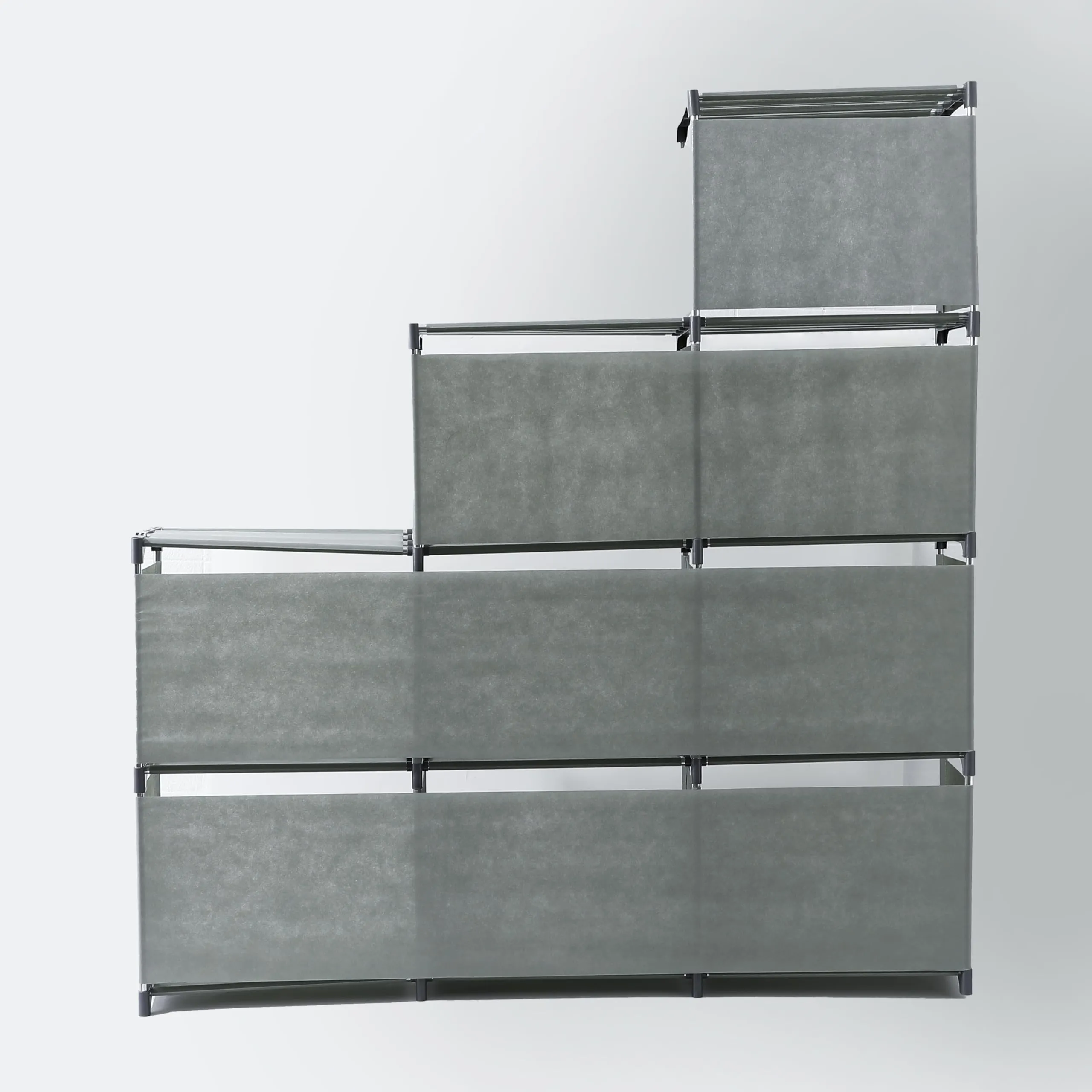 Kuber Industries (Pack of 4) 9 Layer Book Rack | Book Cabinet Shelves for Bedroom Office Living Room | Storage Shelve for Books Storage Organizer | Adjustable Shelf Rack | SJ432G| Grey