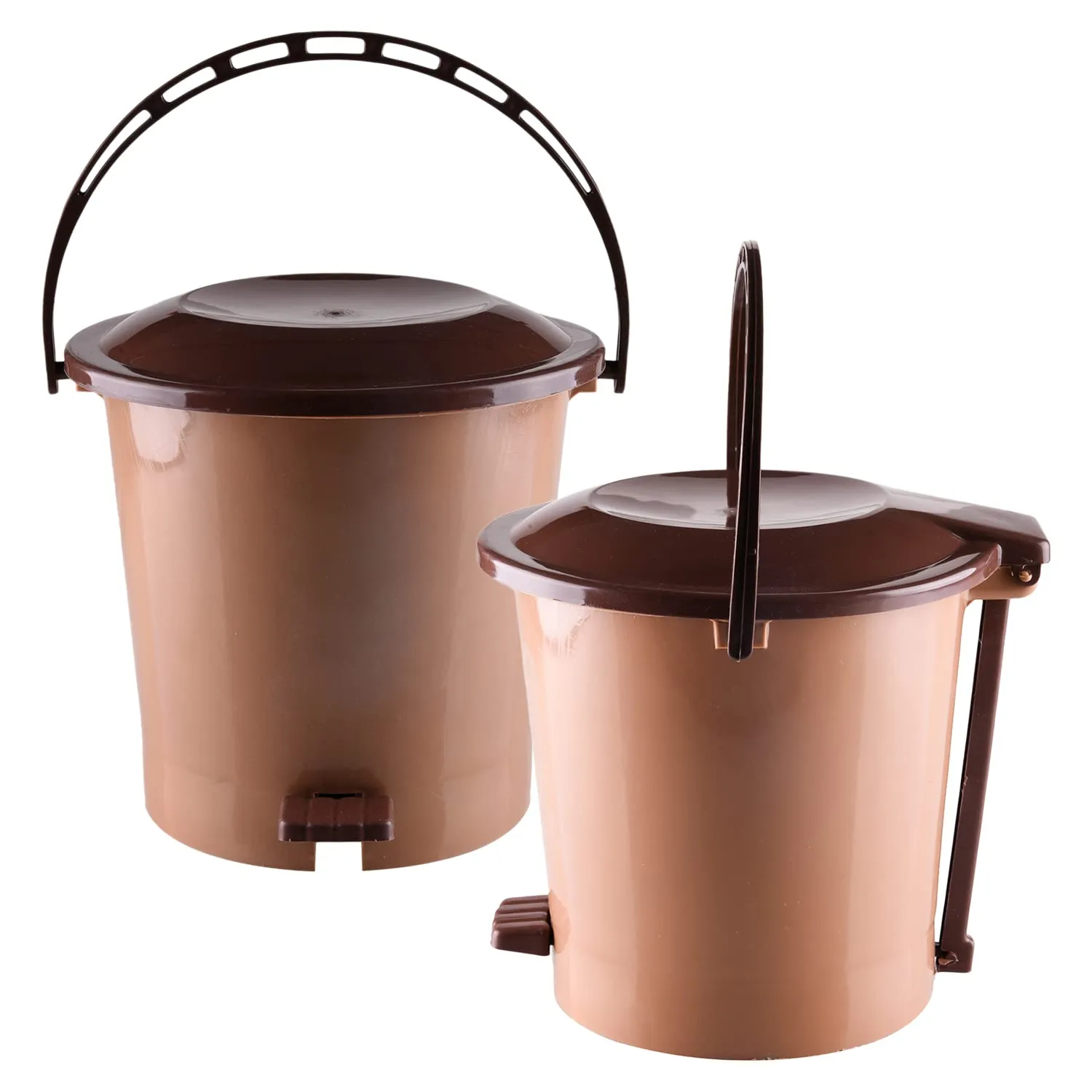 Kuber Industries Pedal Dustbin|Plastic Pedal Dustbin|Kitchen Waste Paper Bin|Dustbin For Bedroom|5 Liter Dustbin|Pack of 2 (Coffee)