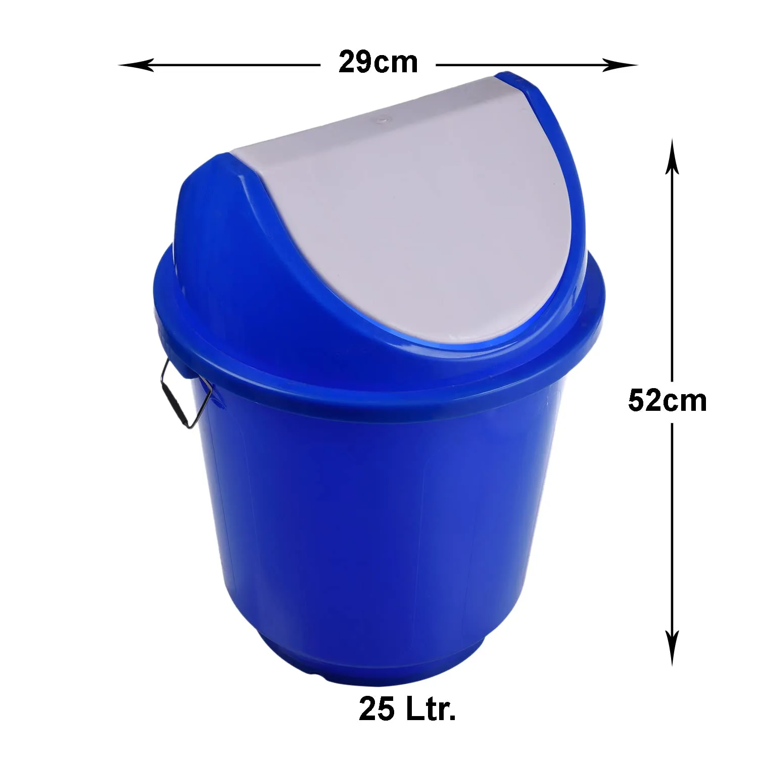 Kuber Industries Swinging Lid Dustbin|Plastic Garbage Waste Bin|Trash Can with Handle for Bathroom|Shop|Office|25 Liter (Blue)