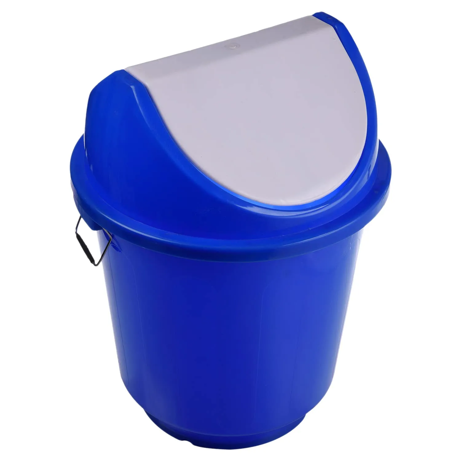 Kuber Industries Swinging Lid Dustbin|Plastic Garbage Waste Bin|Trash Can with Handle for Bathroom|Shop|Office|25 Liter (Blue)