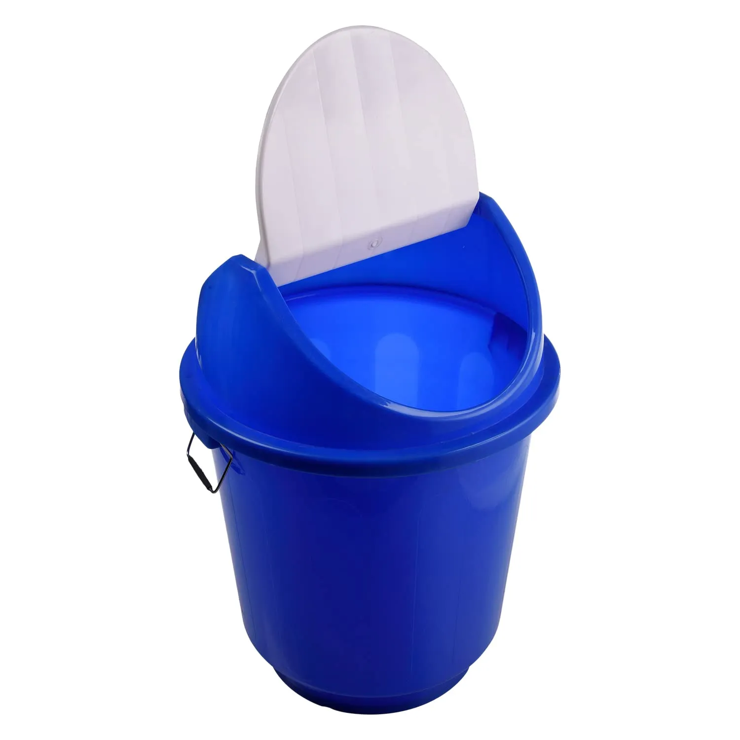 Kuber Industries Swinging Lid Dustbin|Plastic Garbage Waste Bin|Trash Can with Handle for Bathroom|Shop|Office|25 Liter (Blue)