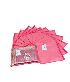 Kuber Industriestm Single Saree Cover 12 Pcs Set (Pink)