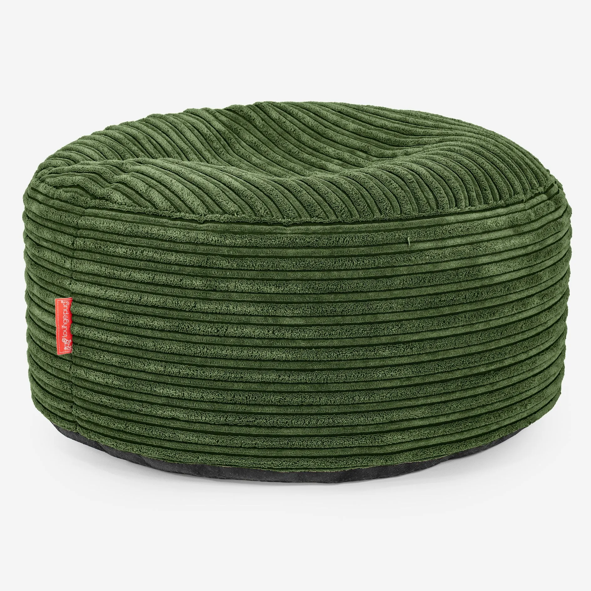 Large Round Footstool - Cord Forest Green