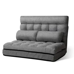 Mallen Lounge Sofa Bed 2-seater Floor Folding Fabric Grey