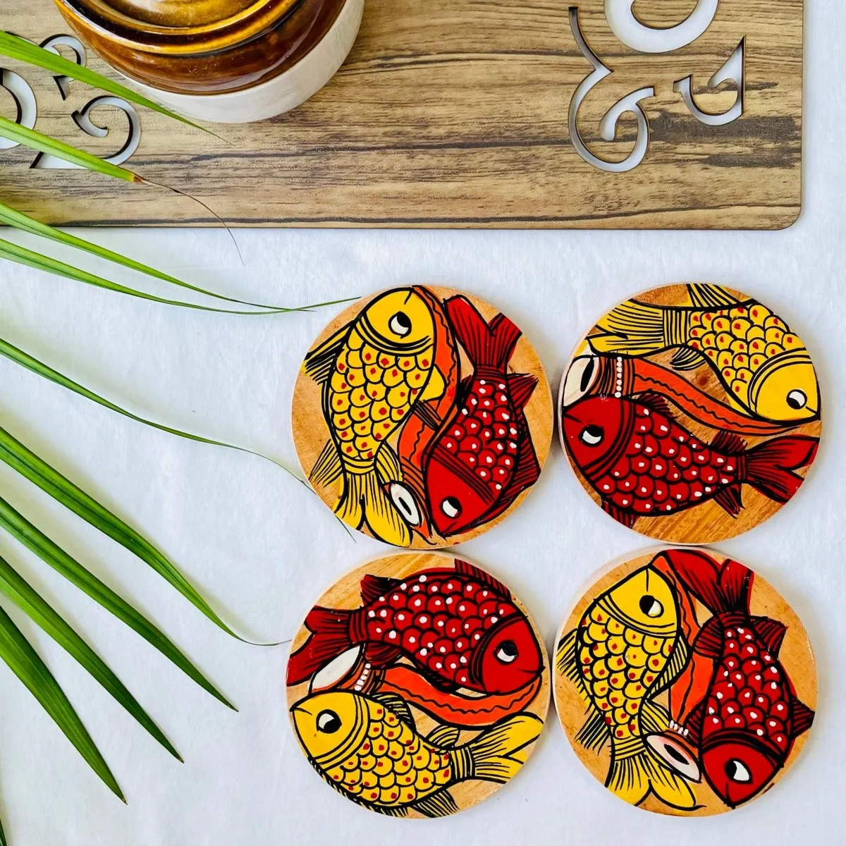 Matsya - Round Wooden Coasters