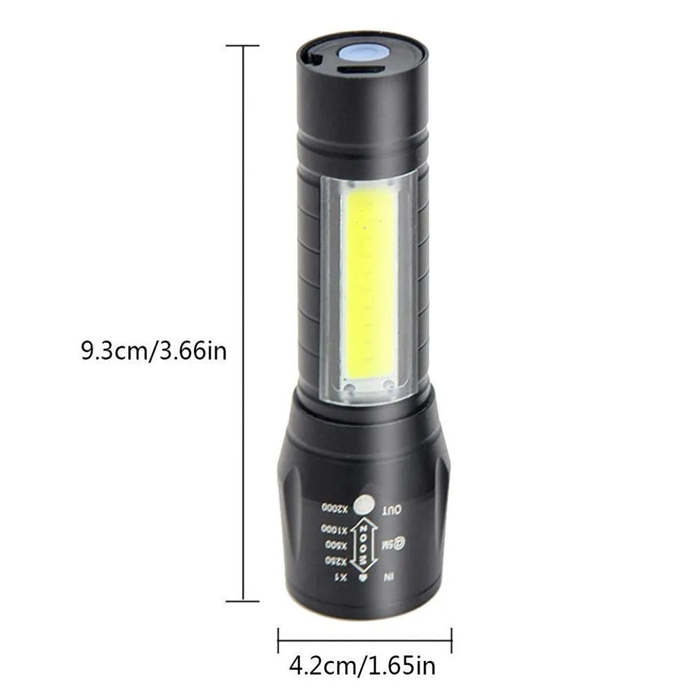 Metal Flashlight Rechargeable Torch with Built in Battery   Desk Lamp with Carry Box Focus Zoom Torch Light with 3 Modes Adjustable for Emergency, Camping etc.