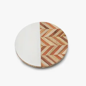 Modern Round Lazy Susan Platter  | Wood & Resin Rotating Tray For Dining Table