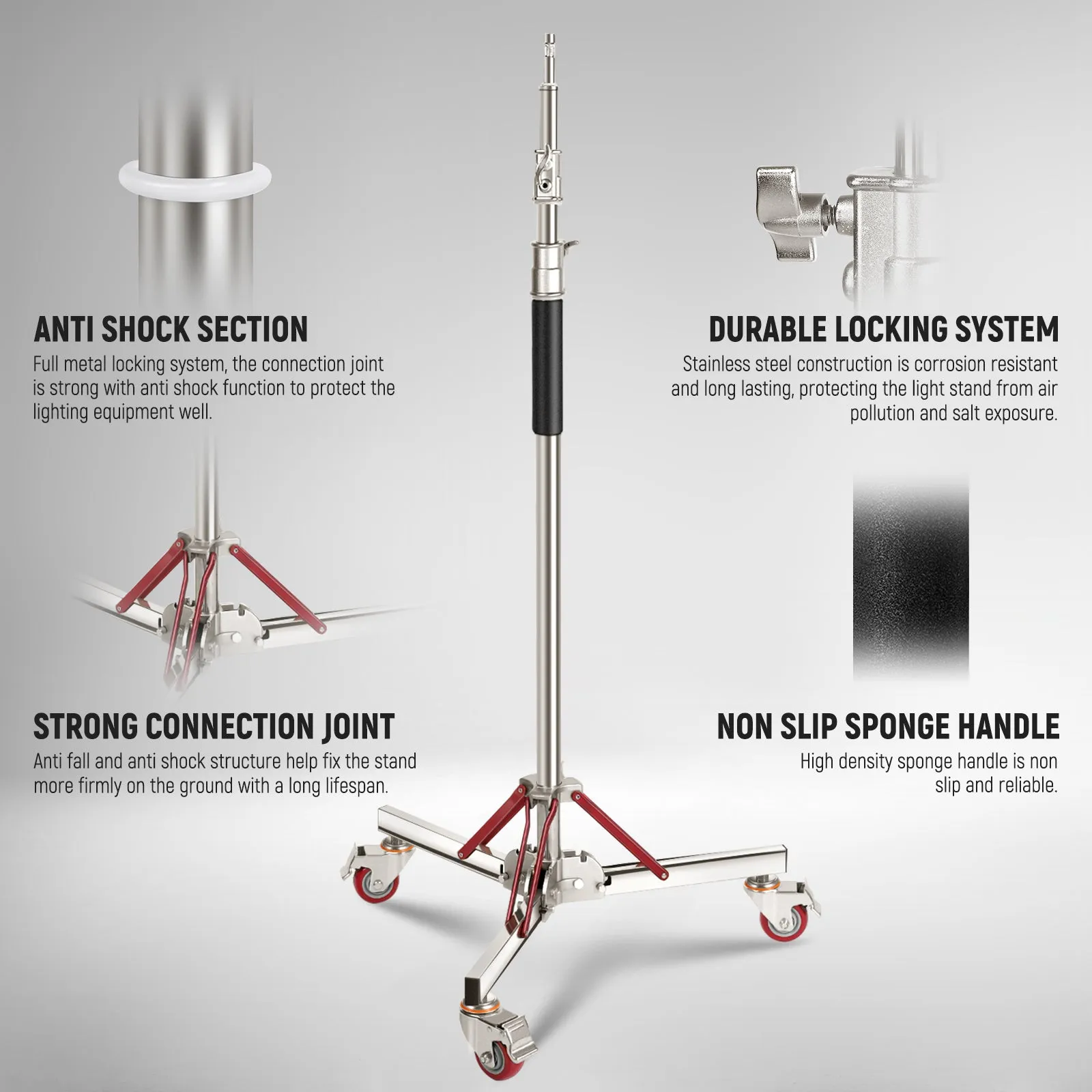 NEEWER SC305AW 10ft Heavy Duty Stainless Steel Light Stand