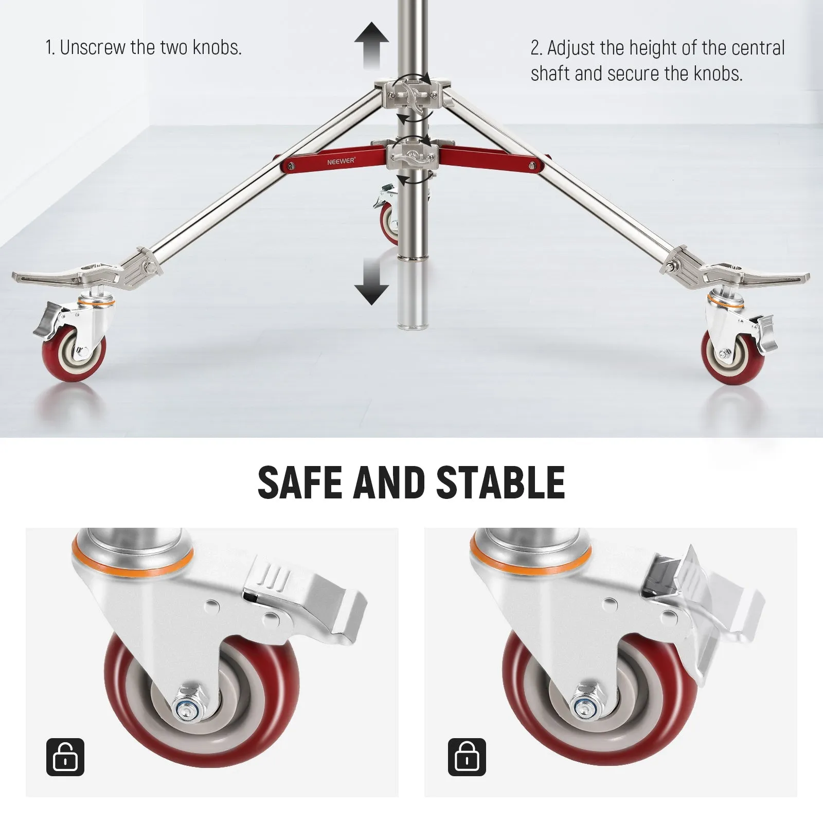 NEEWER ST240SS Heavy Duty Stainless Steel Light Stand