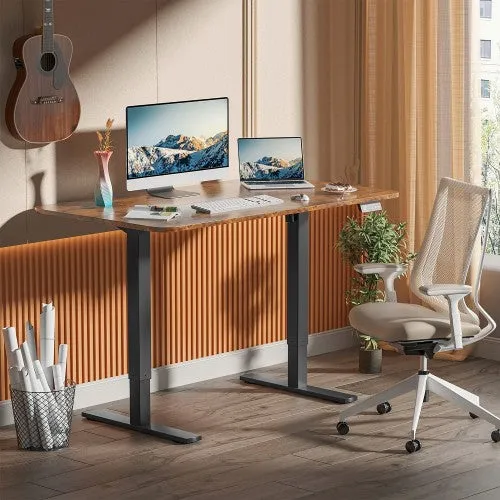 New Upgraded Electric Standing Desk | 120 x 60 cm Adjustable Height | 2 Memory Settings | LED | Height Display | Steel Legs | Ultra-Quiet Motor (Rustic Wood)