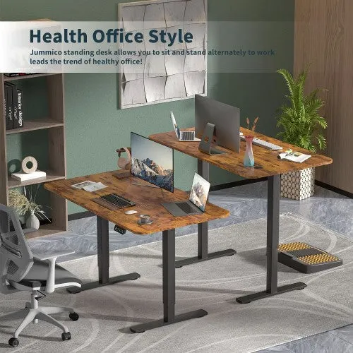 New Upgraded Electric Standing Desk | 120 x 60 cm Adjustable Height | 2 Memory Settings | LED | Height Display | Steel Legs | Ultra-Quiet Motor (Rustic Wood)