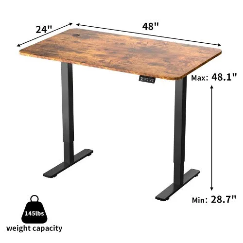 New Upgraded Electric Standing Desk | 120 x 60 cm Adjustable Height | 2 Memory Settings | LED | Height Display | Steel Legs | Ultra-Quiet Motor (Rustic Wood)