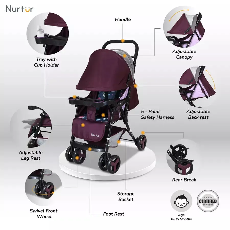 Nurtur Ryder Lightweight Baby Stroller (Maroon)