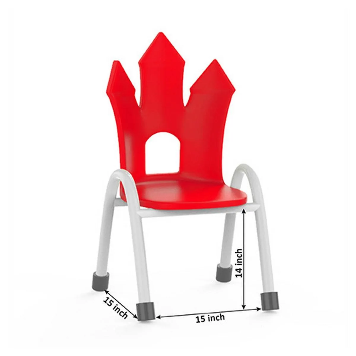 Ok Play Castle Chair, Study Chair, Sturdy And Durable Chair, Plastic Chair, Perfect For Home, Creches And School, Red, 5 to 10 Years, Height 14 Inches