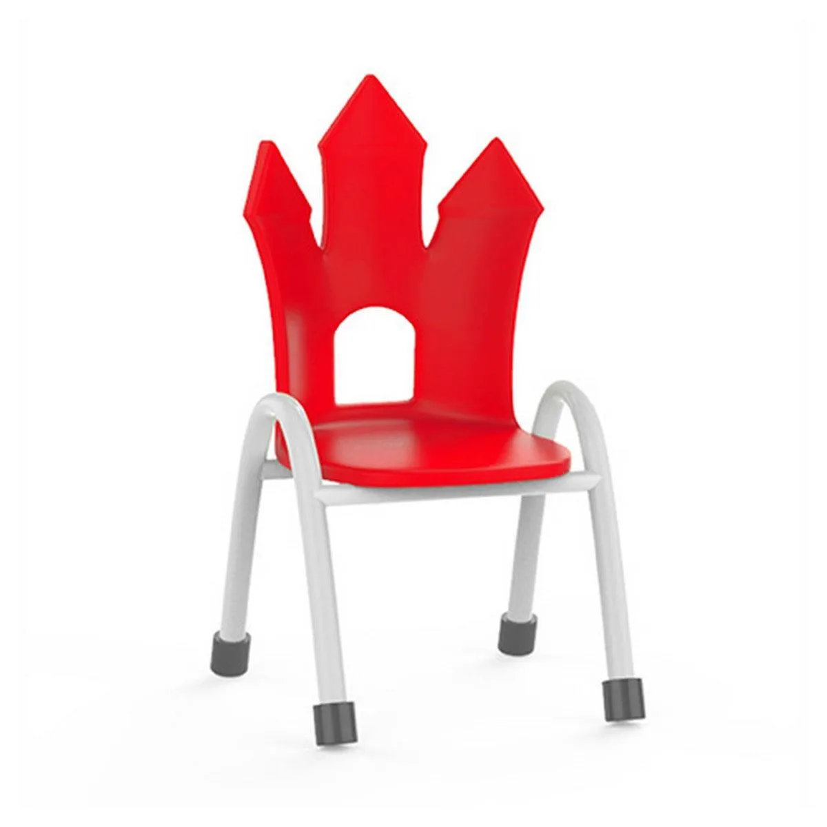 Ok Play Castle Chair, Study Chair, Sturdy And Durable Chair, Plastic Chair, Perfect For Home, Creches And School, Red, 5 to 10 Years, Height 14 Inches