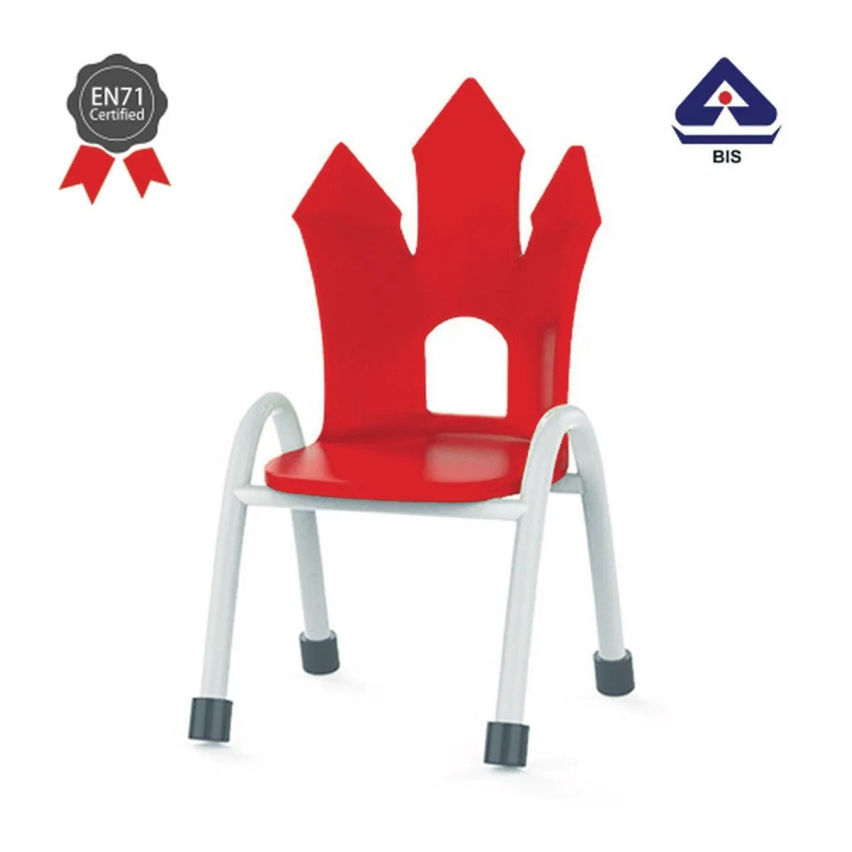 Ok Play Castle Chair, Study Chair, Sturdy And Durable Chair, Plastic Chair, Perfect For Home, Creches And School, Red, 5 to 10 Years, Height 14 Inches