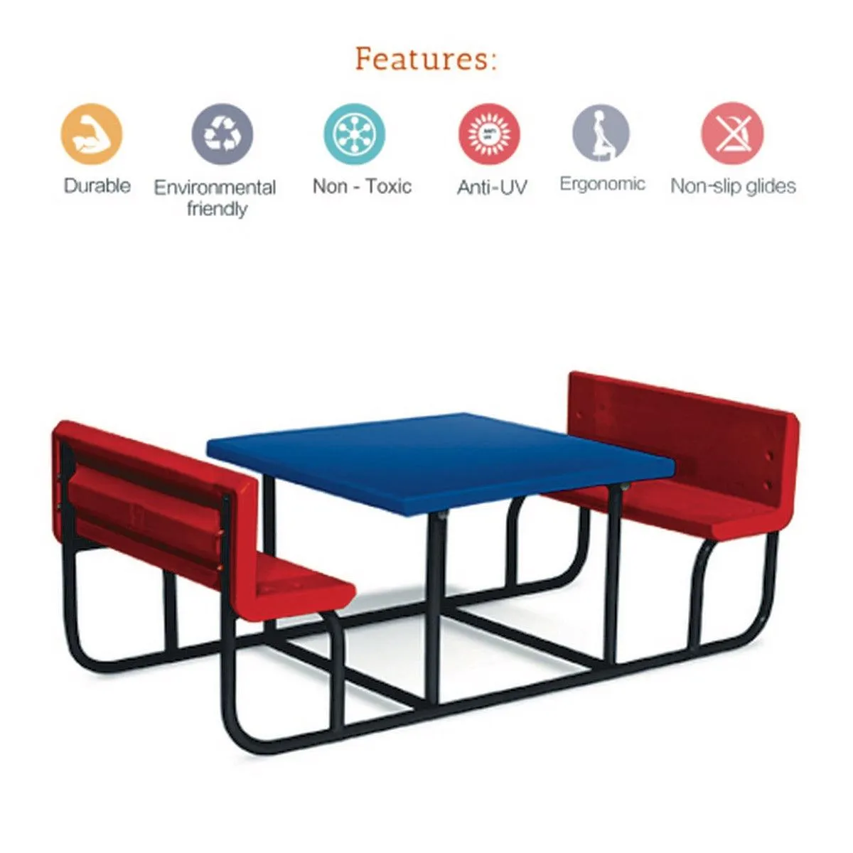 Ok Play Two Good, Table & Chair, Study Table, Perfect For Home And School, Blue & Red, 5 to 10 Years