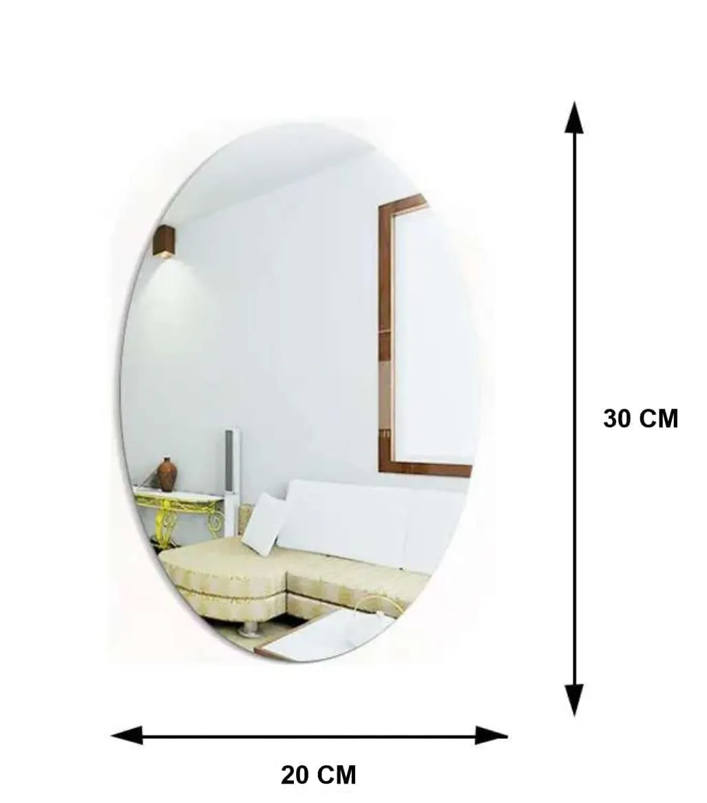 paymana Adhesive Mirror Sticker in Oval Shape for Walls and Tiles Mirror in Bathroom, Bedroom, Living Room Unbreakable Plastic Wall Mirror Stickers for Bathrooms