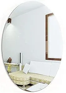 paymana Adhesive Mirror Sticker in Oval Shape for Walls and Tiles Mirror in Bathroom, Bedroom, Living Room Unbreakable Plastic Wall Mirror Stickers for Bathrooms