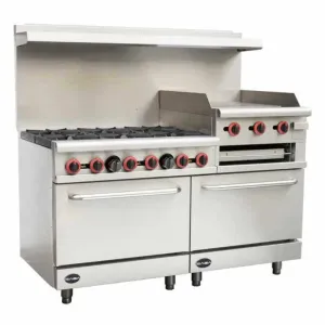 Saba - GR60-GS24, Commercial 60" 6 Burner 24" Griddle Oven Range Natural Gas