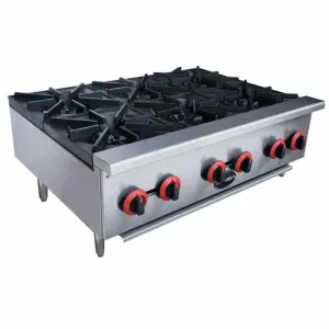 Saba - HP-6 Commercial 36" 6 Burner Hotplate Cooktop Natural Gas/Liquid Propane