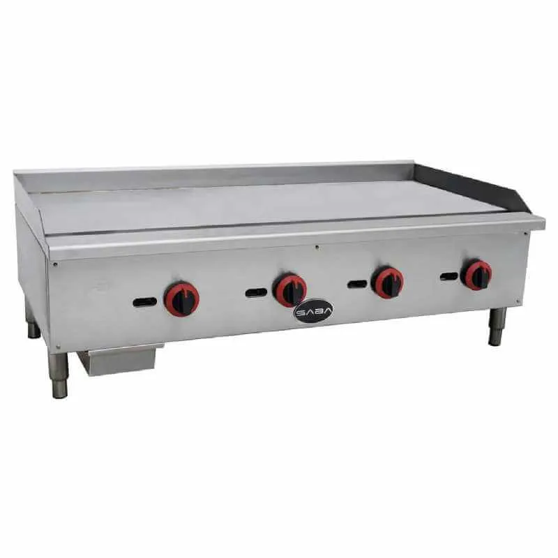 Saba - MG-48 Commercial 48" Griddle 4 Burners Cooktop Natural Gas/Liquid Propane