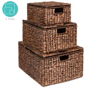 Set of 3 Woven Water Hyacinth Baskets