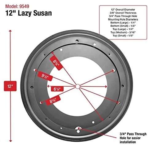 Shepherd Hardware 9549 12-Inch Lazy Susan, 1000-Lb Load Capacity