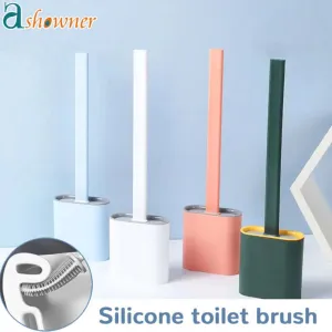 Silicone Toilet Brush Cleaner With Holder