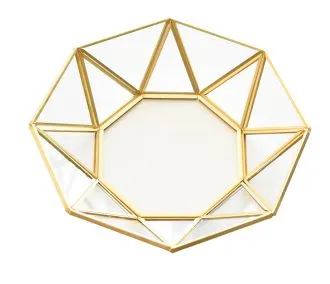 Simple Style Glass Bronze Octagonal Irregular Plate Jewelry Storage Tray