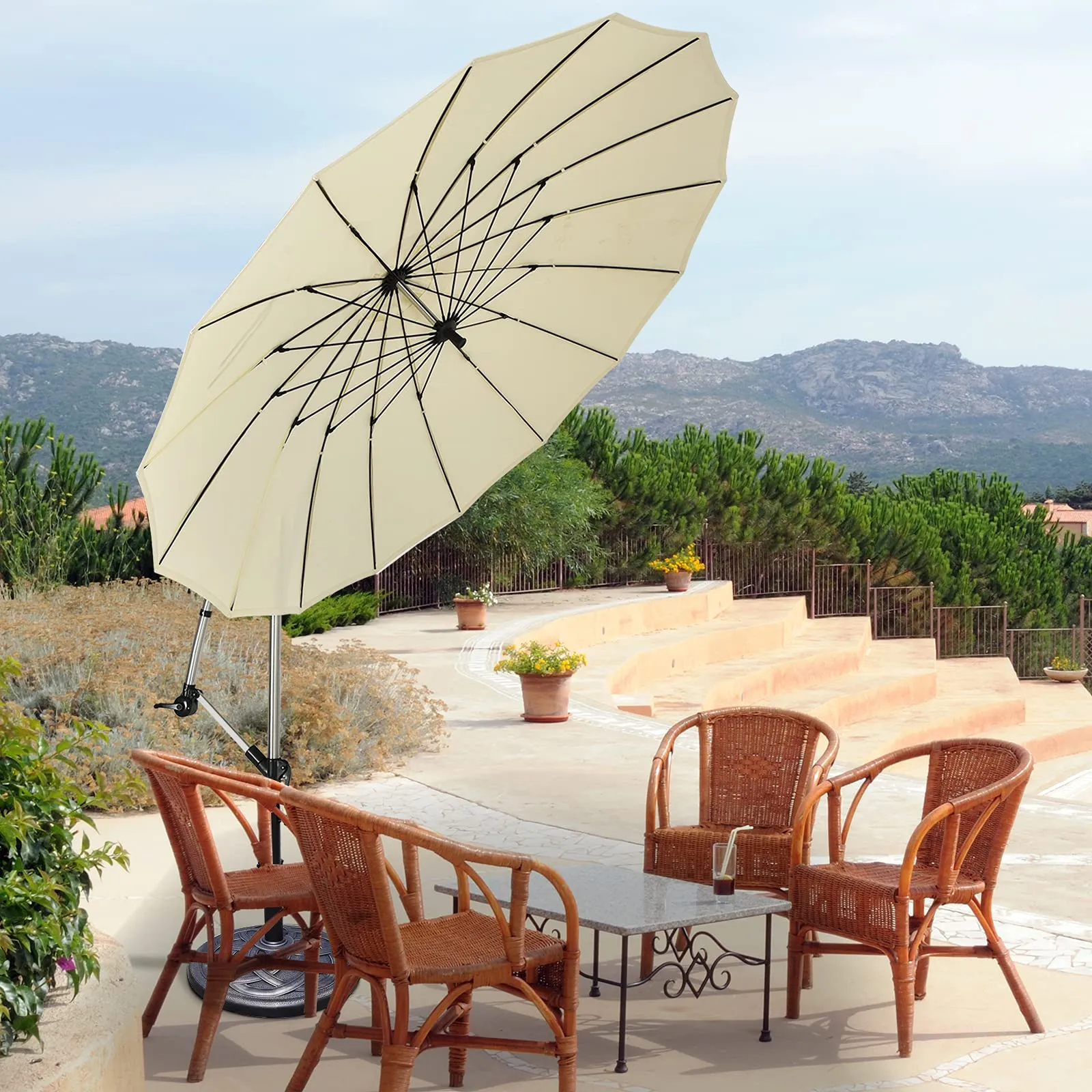 Tangkula 10 FT Patio Offset Umbrella, Outdoor Cantilever Umbrella