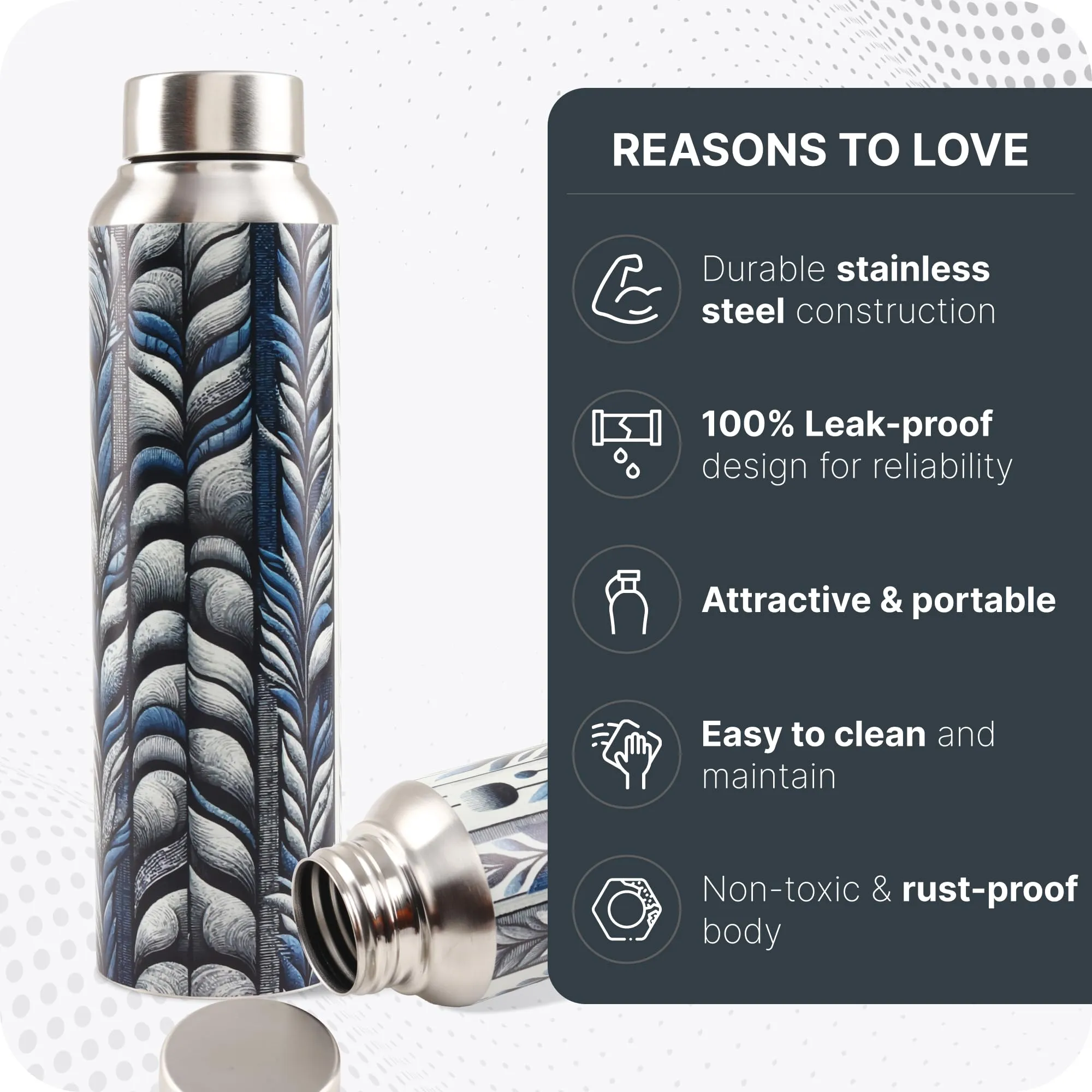 The Better Home Stainless Steel 1L Water Bottle | Gym Water Bottle For Men | Travel Bottle For Adults/Kids/School/Office | Water Bottle For Kids (Midnight Summer)