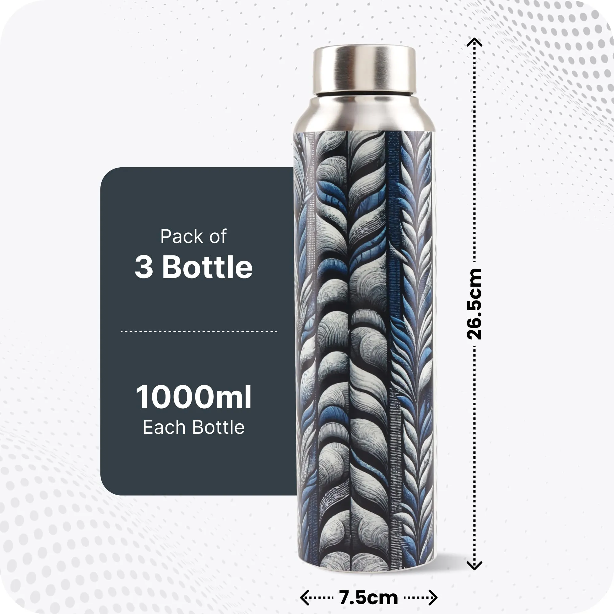 The Better Home Stainless Steel 1L Water Bottle | Pack of 3 | Gym Water Bottle For Men | Travel Bottle For Adults/Kids/School/Office | Water Bottle For Kids (Midnight Summer)