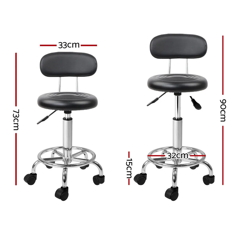 Two Salon Stool Swivel Chair Backrest Black