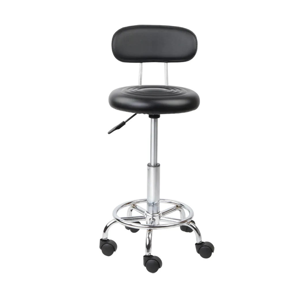 Two Salon Stool Swivel Chair Backrest Black