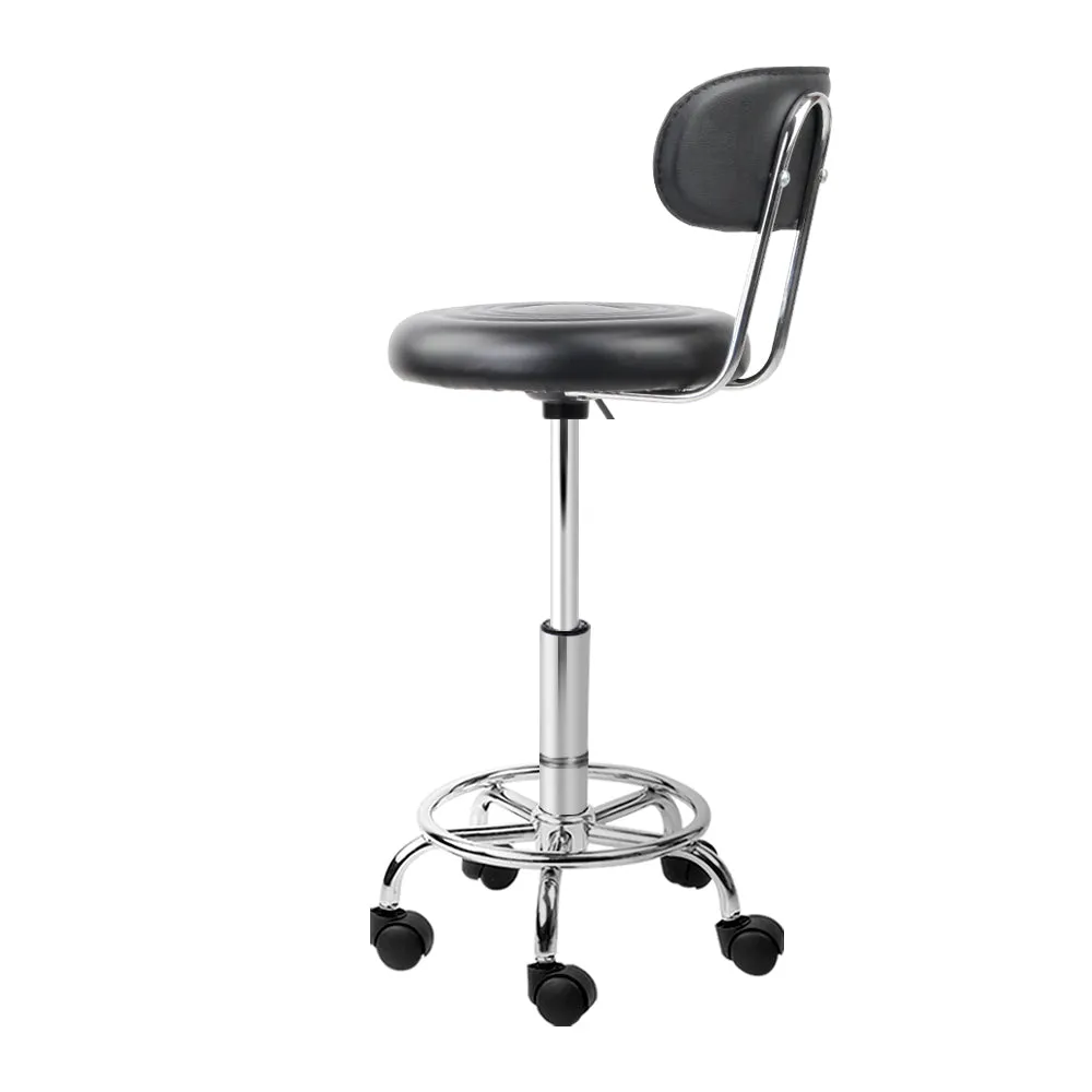 Two Salon Stool Swivel Chair Backrest Black