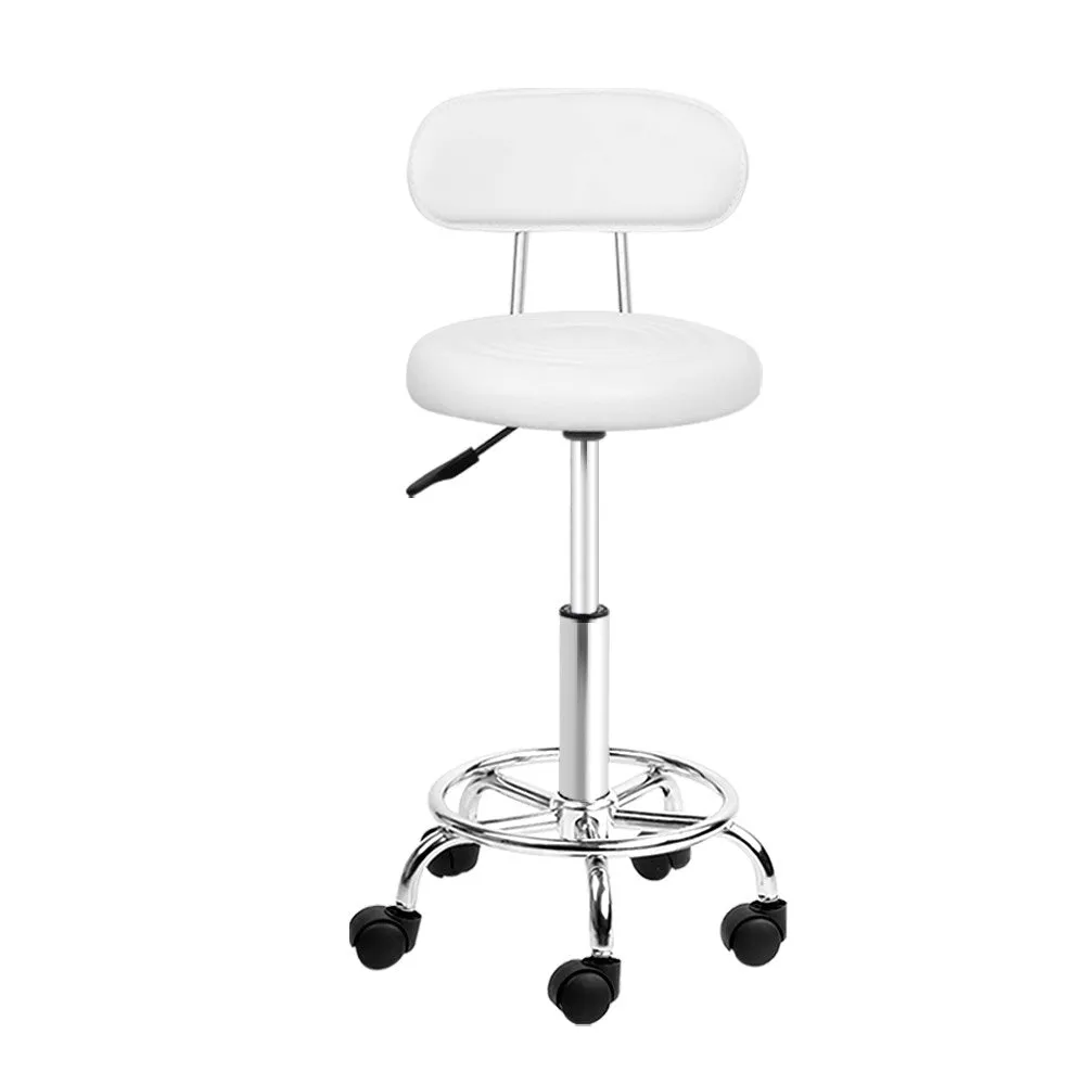 Two Salon Stool Swivel Chair Backrest White