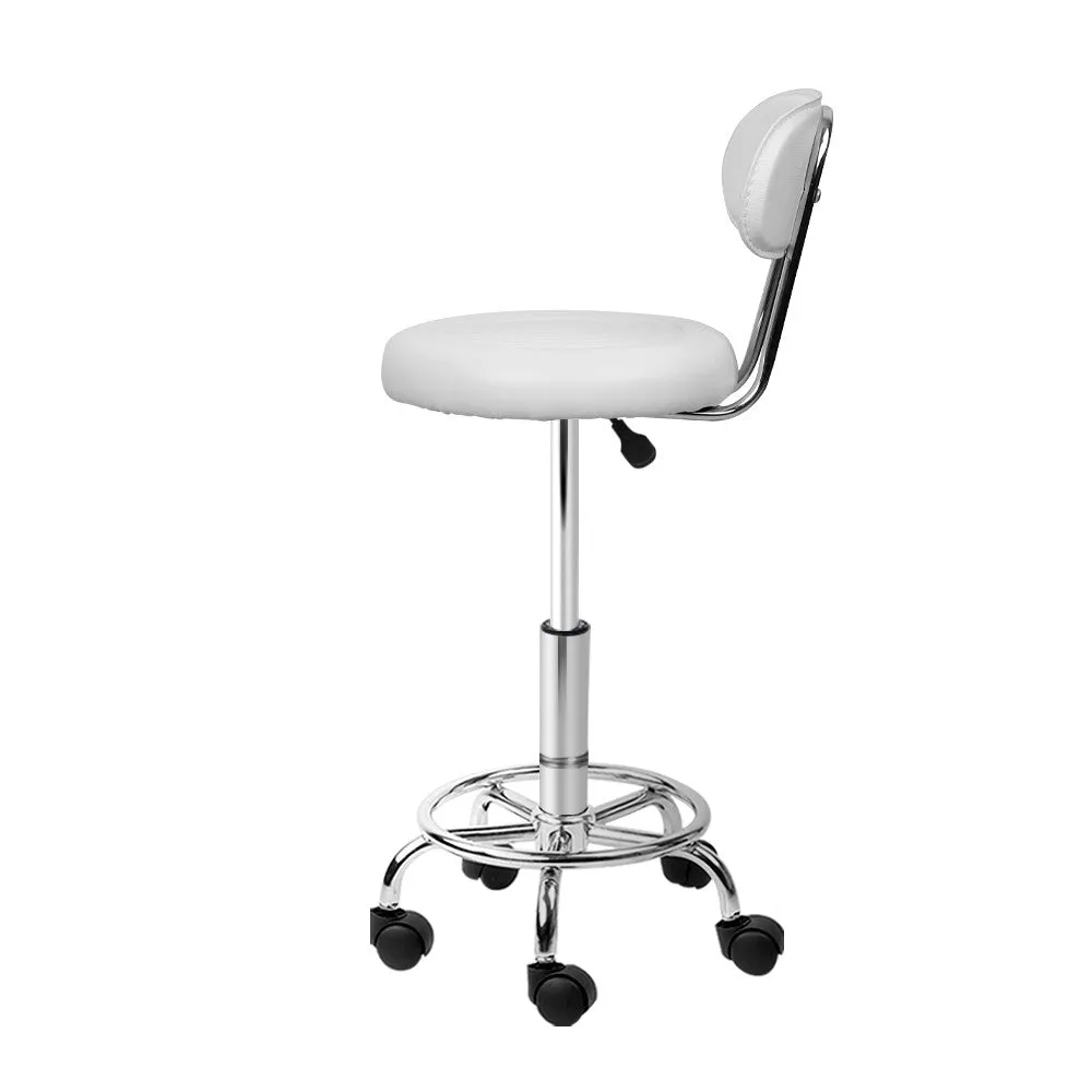 Two Salon Stool Swivel Chair Backrest White