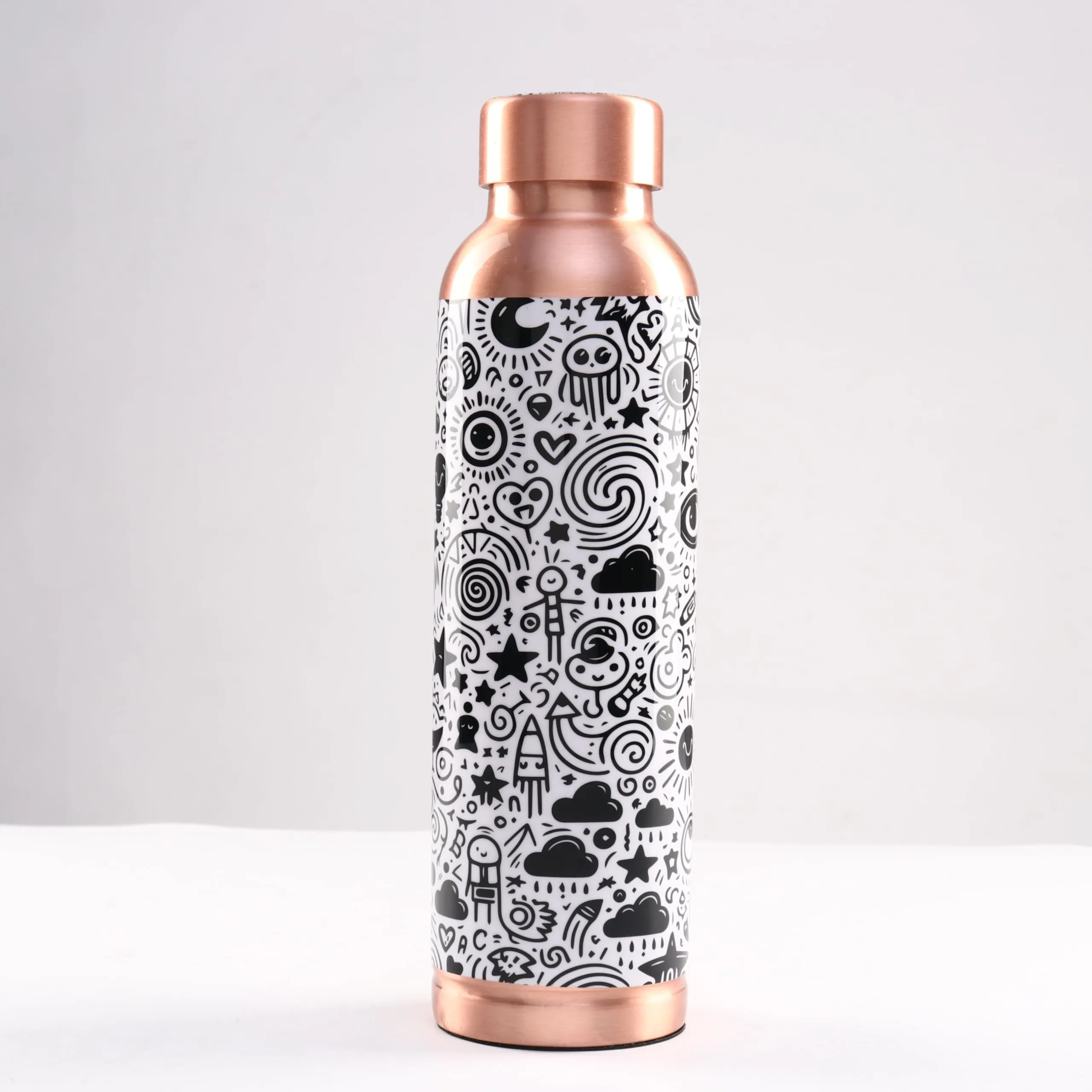 UMAI Copper Water Bottle 950ml | Designer Leakproof Eco-Friendly Immunity Boosting Non-Toxic BPA Free | Kids Drinkware & Storage | Home Gym Office | Unique Printed Bottle