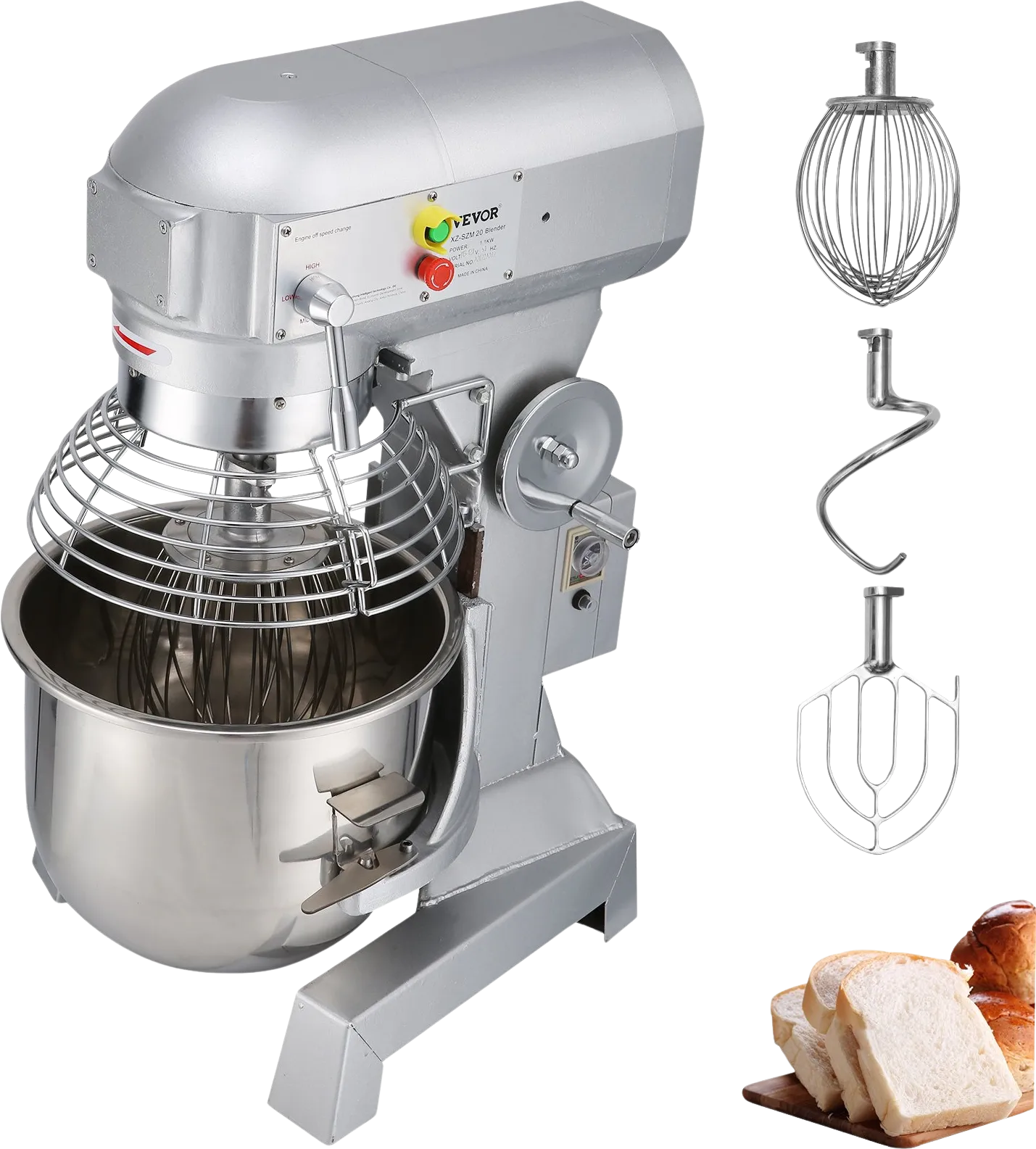 Vevor Food Mixer 10 Qt. 450W Adjustable 3 Speeds 110V Heavy Duty Commercial Stainless Steel New