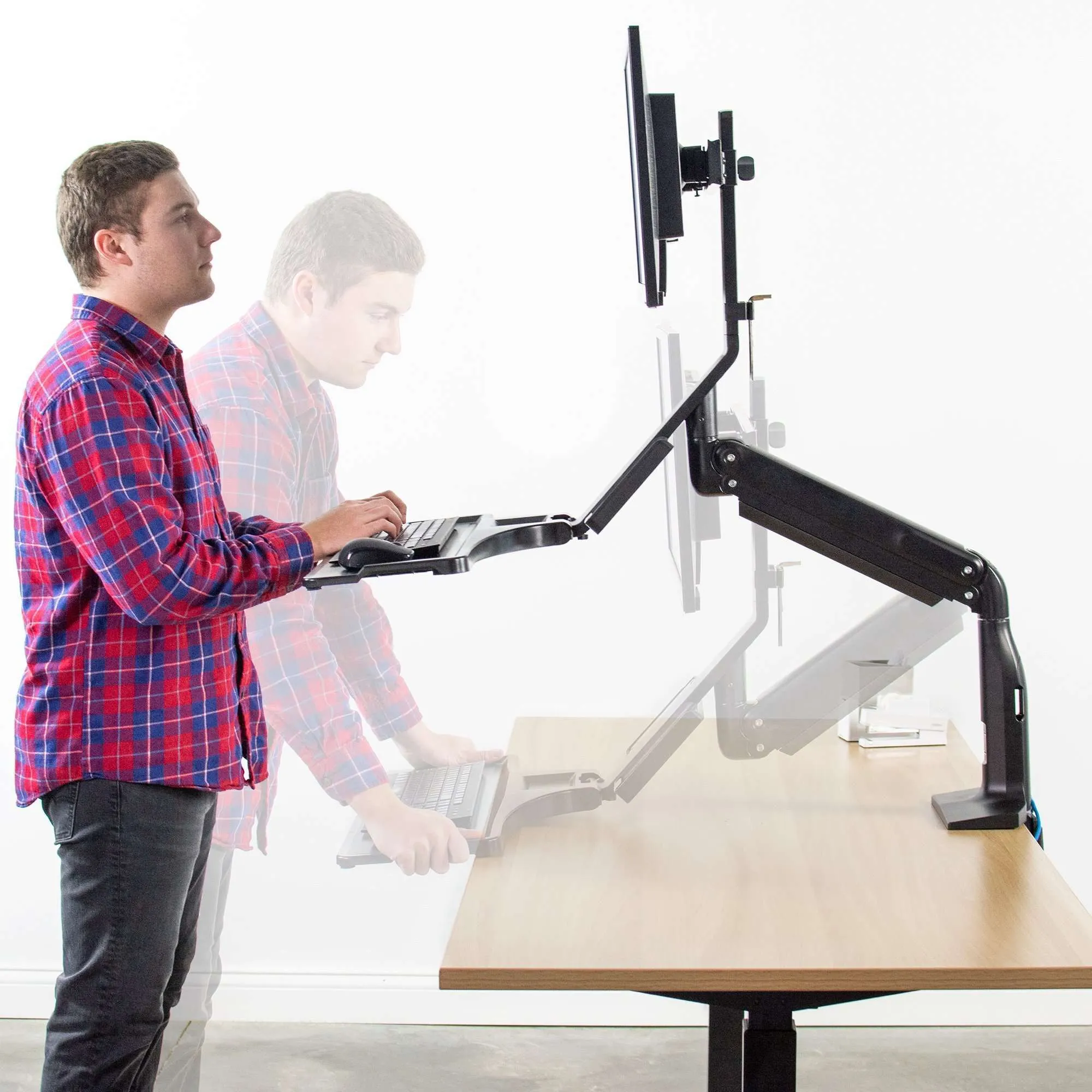 VIVO Sit-to-Stand Dual Monitor Desk Mount Workstation with USB, STAND-SIT2DD