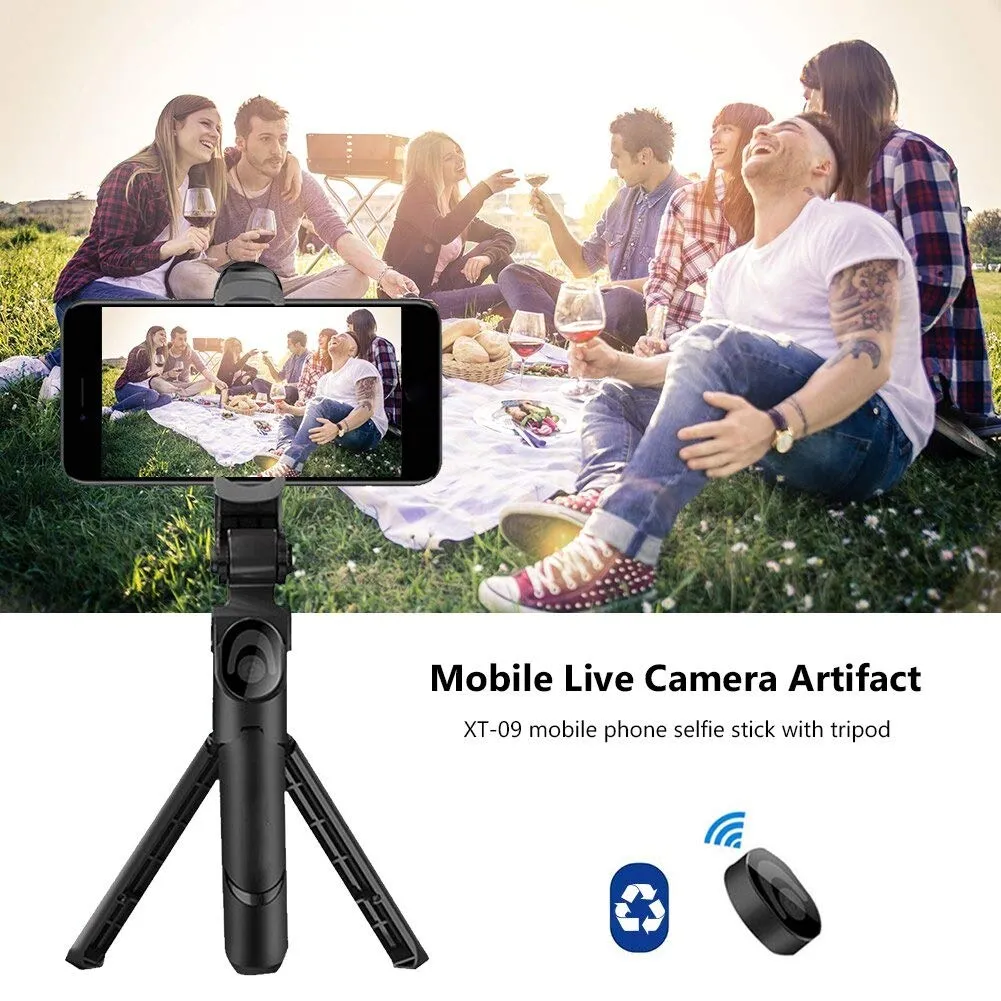 XT-02 Extendable Bluetooth Selfie Stick Extendable Monopod Tripod with Detachable Remote