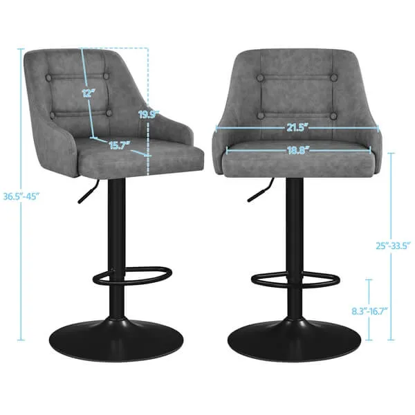 Yaheetech Bar Stools Set of 4 Height Adjustable Swivel Bar Stools