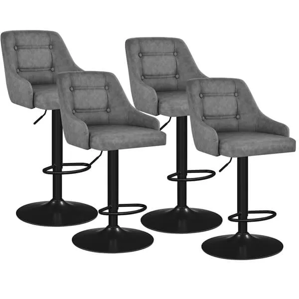 Yaheetech Bar Stools Set of 4 Height Adjustable Swivel Bar Stools