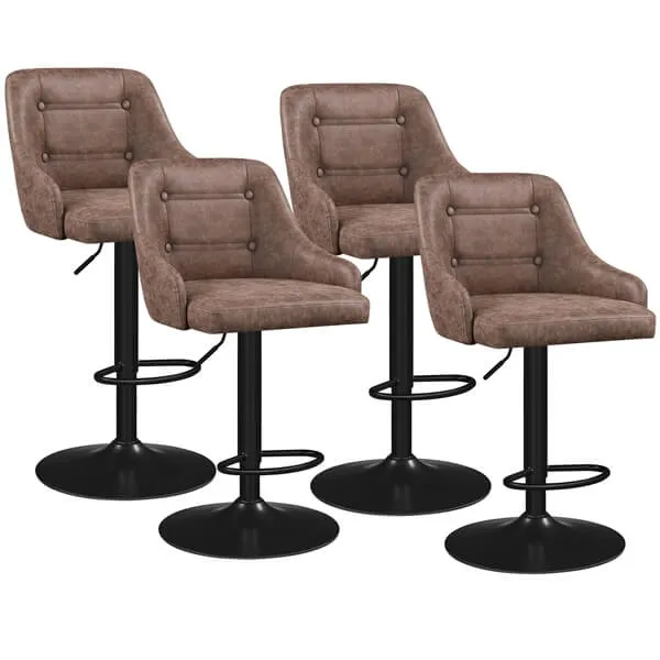 Yaheetech Bar Stools Set of 4 Height Adjustable Swivel Bar Stools